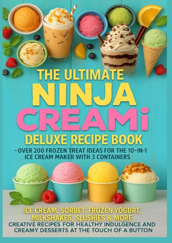 The Ultimate Ninja CREAMi Deluxe Recipe Book- Over 200 Frozen Treat Ideas for the 10-in-1 Ice Cream Maker with 3 Containers