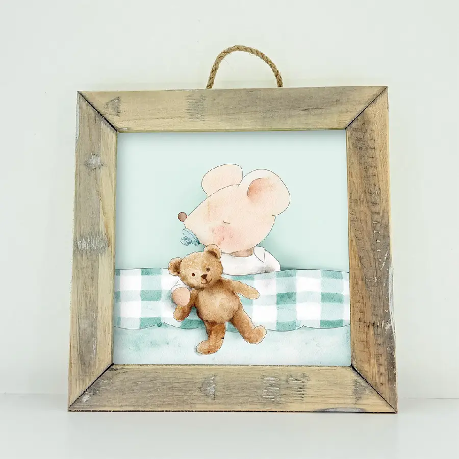 Schilderij Square Muisje jongen