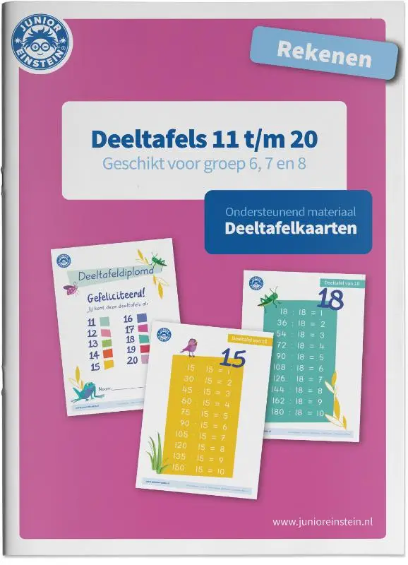 Deeltafelkaarten 11 tot en met 20 Ondersteunend materiaal