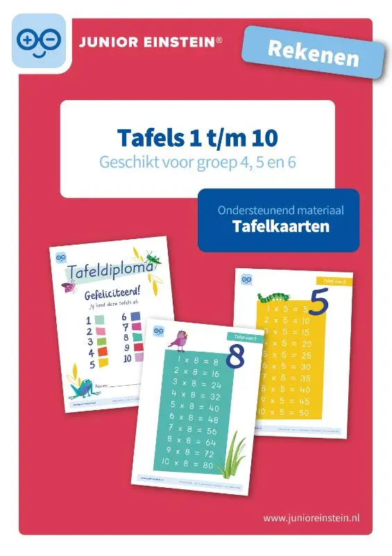 Tafelkaarten 1 tot en met 10 Ondersteunend materiaal