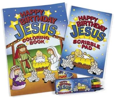 Coloring set happy birthday Jesus