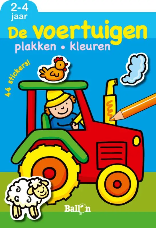 VOERTUIGEN PLAKKEN EN KLEUREN 2-4 JAAR