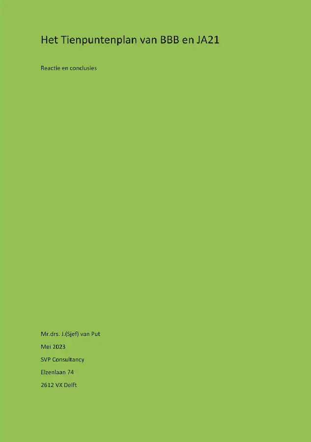 Het Tienpuntenplan van BBB en JA21