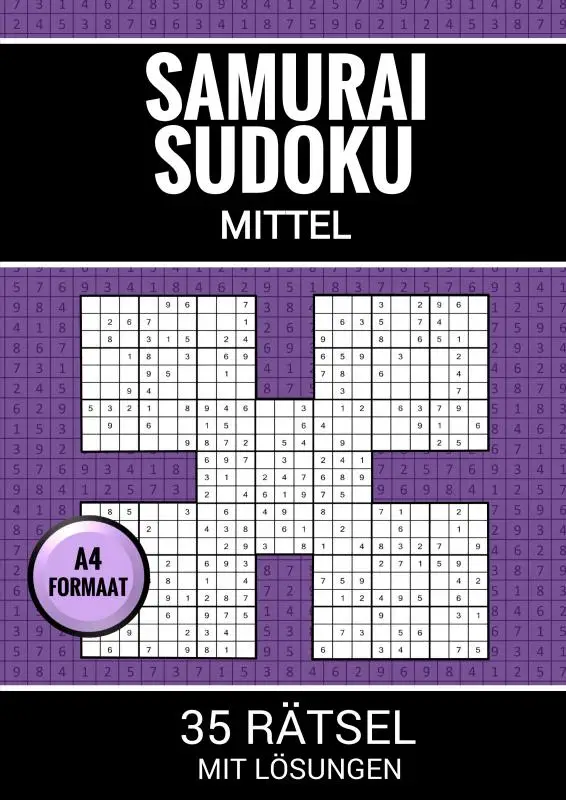 Samurai Sudoku Mittel - 35 Rätsel mit Lösungen