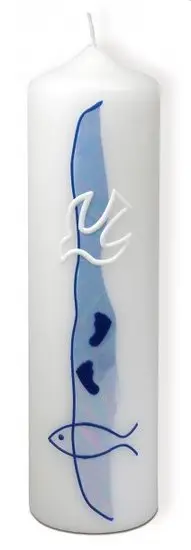 Doopkaars  Blauw Duif 22cm