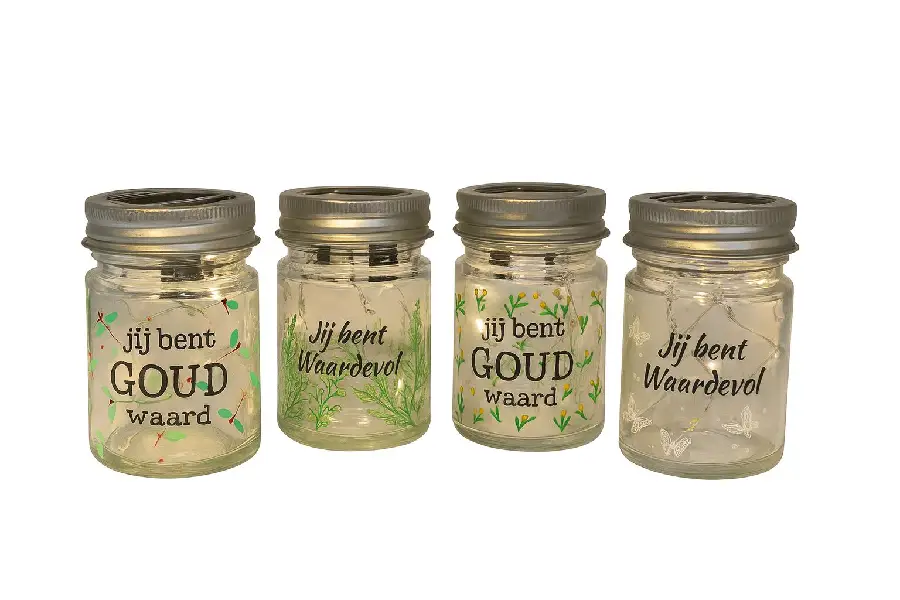 glas met led en tekst