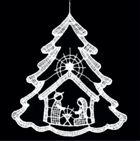 Lace hanger Tree with nativity 9cm