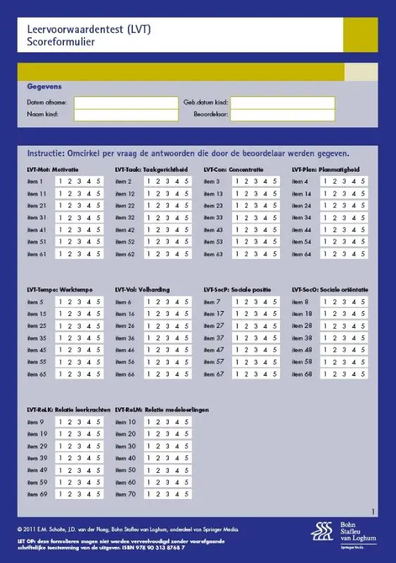 Leervoorwaardentest (LVT) Formulieren