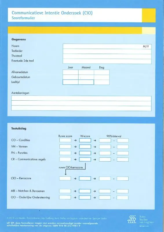 Communicatieve intentie onderzoek (CIO) 25 stuks