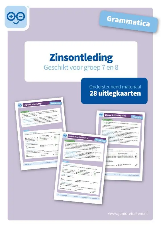 Grammatica Zinsontleding Ondersteunend materiaal groep 7 en 8